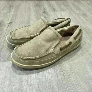 Margaritaville Cayman Dock Canvas Tan Ivory Cream Slip On Shoes Men’s Size 9